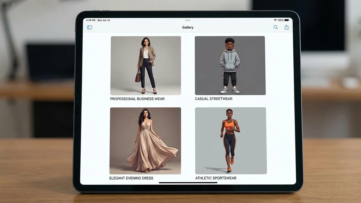 Collection of AI generated full body images showing different styles and applications