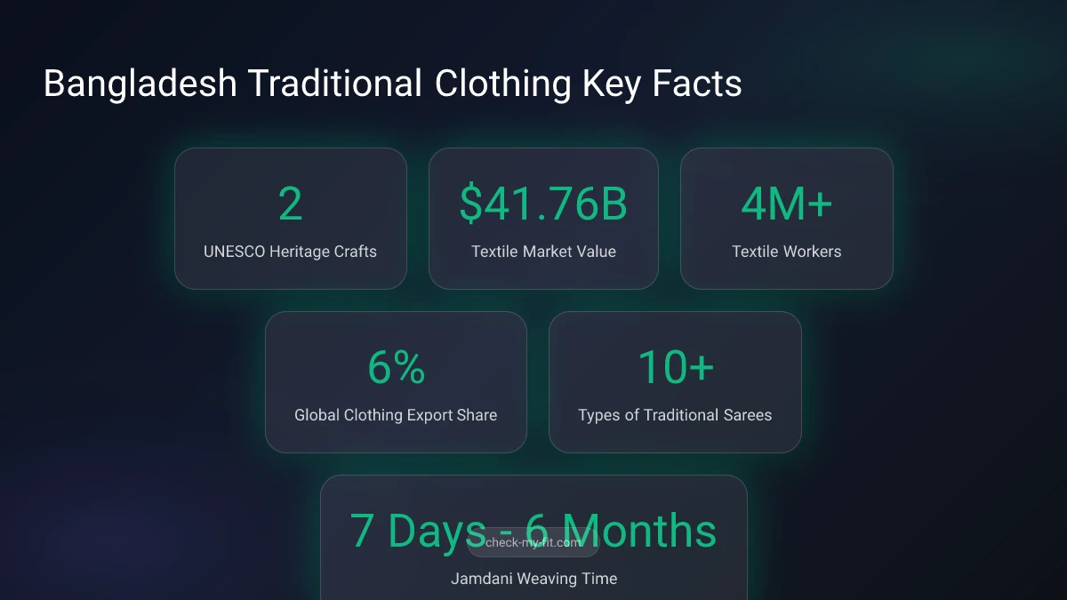 Bangladesh traditional clothing key facts infographic