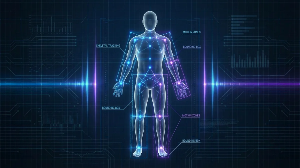 Visual diagram showing AI body detection points and editing zones on a photo