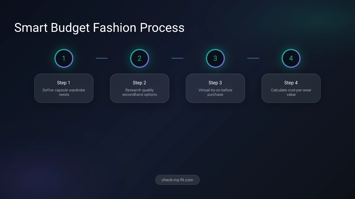 Virtual try-on process infographic showing steps from upload to purchase decision