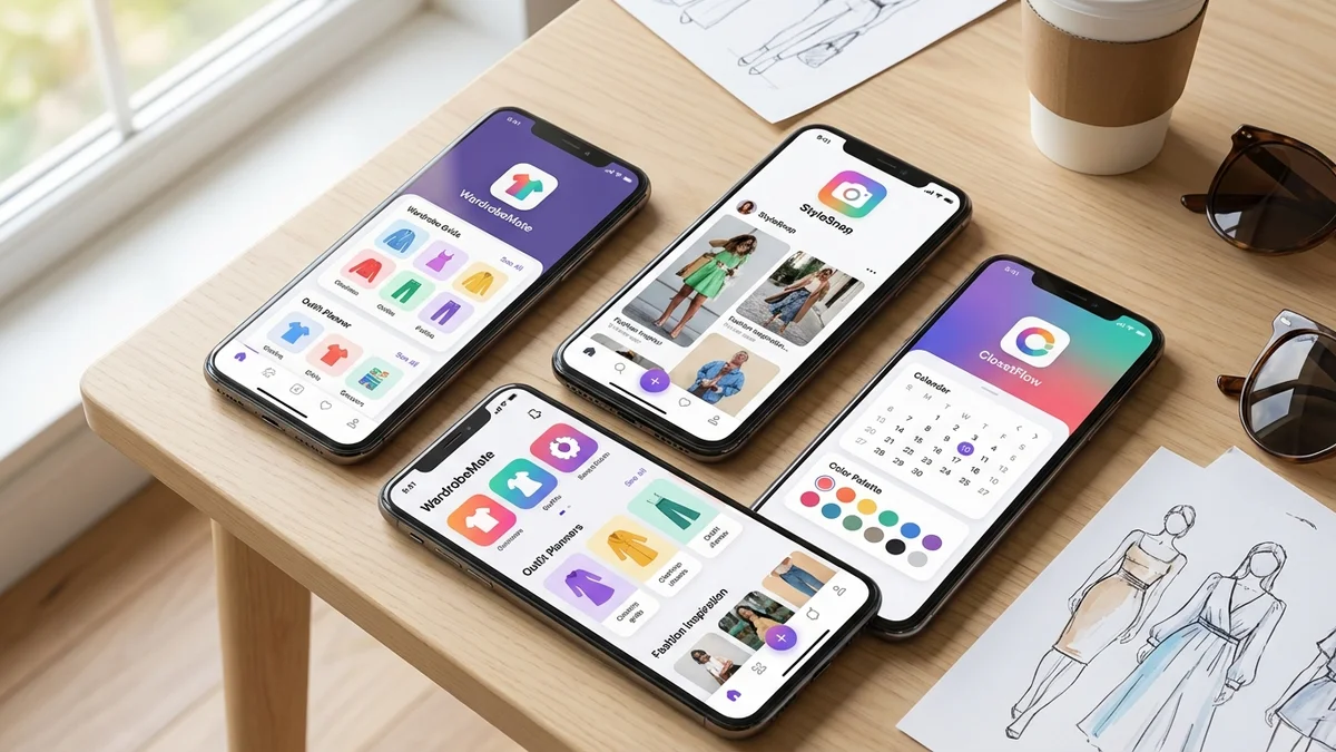 Collection of top outfit planning apps displayed on smartphones