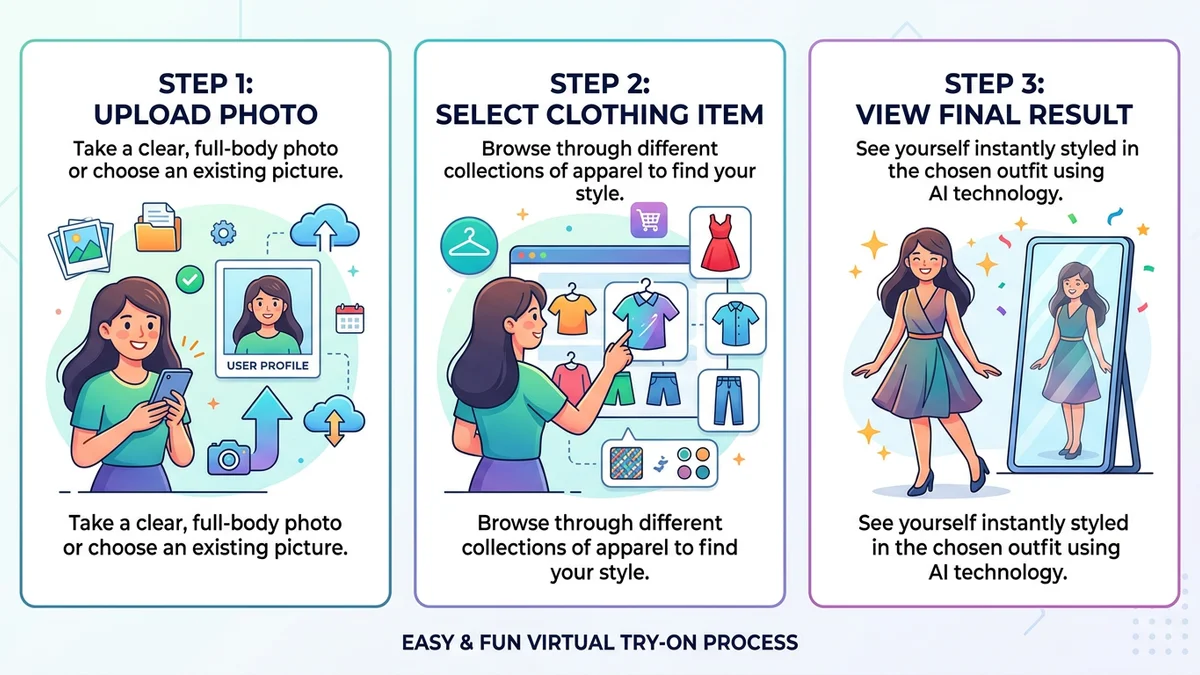 Step by step process of using Google Shopping virtual try on feature