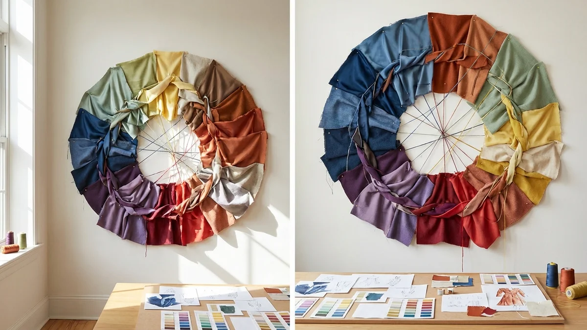 Fashion color wheel showing complementary and analogous color combinations