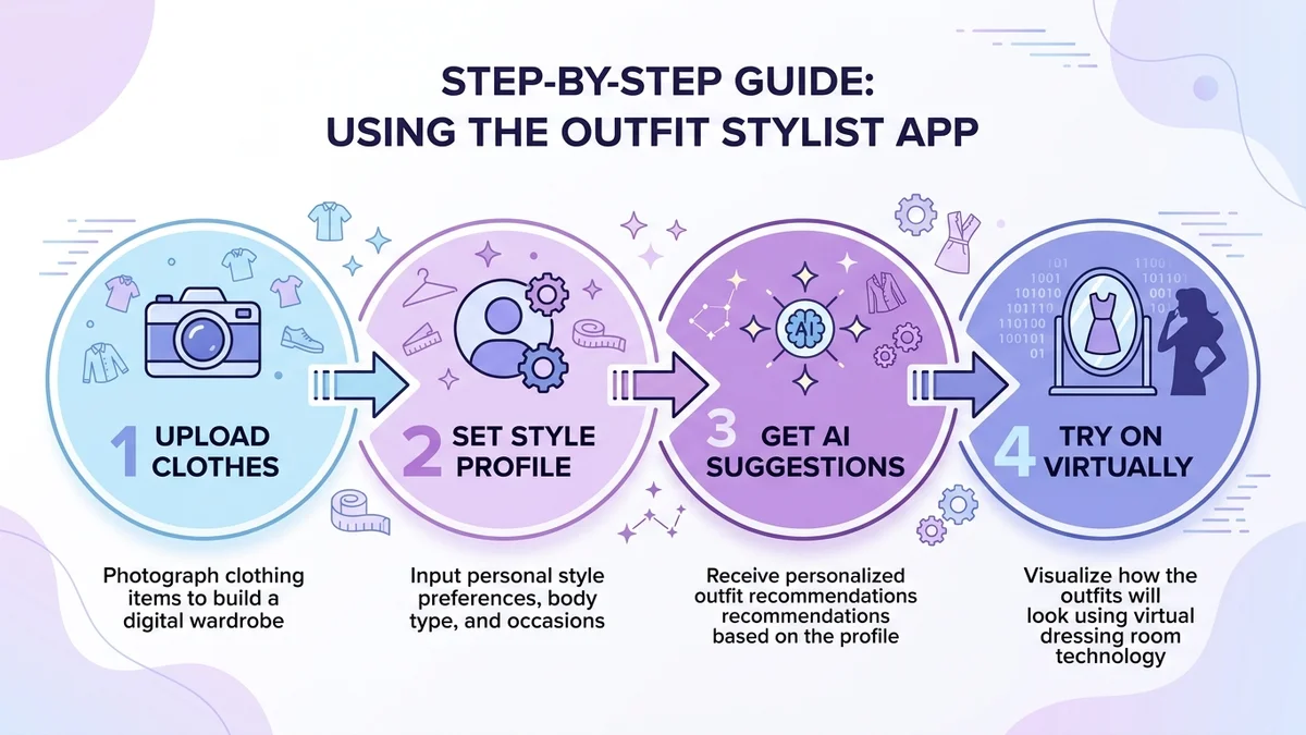 Virtual try-on process showing outfit visualization on a user photo