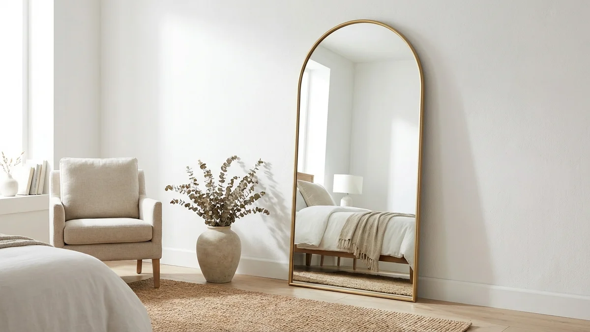 Full length mirror for outfit assessment