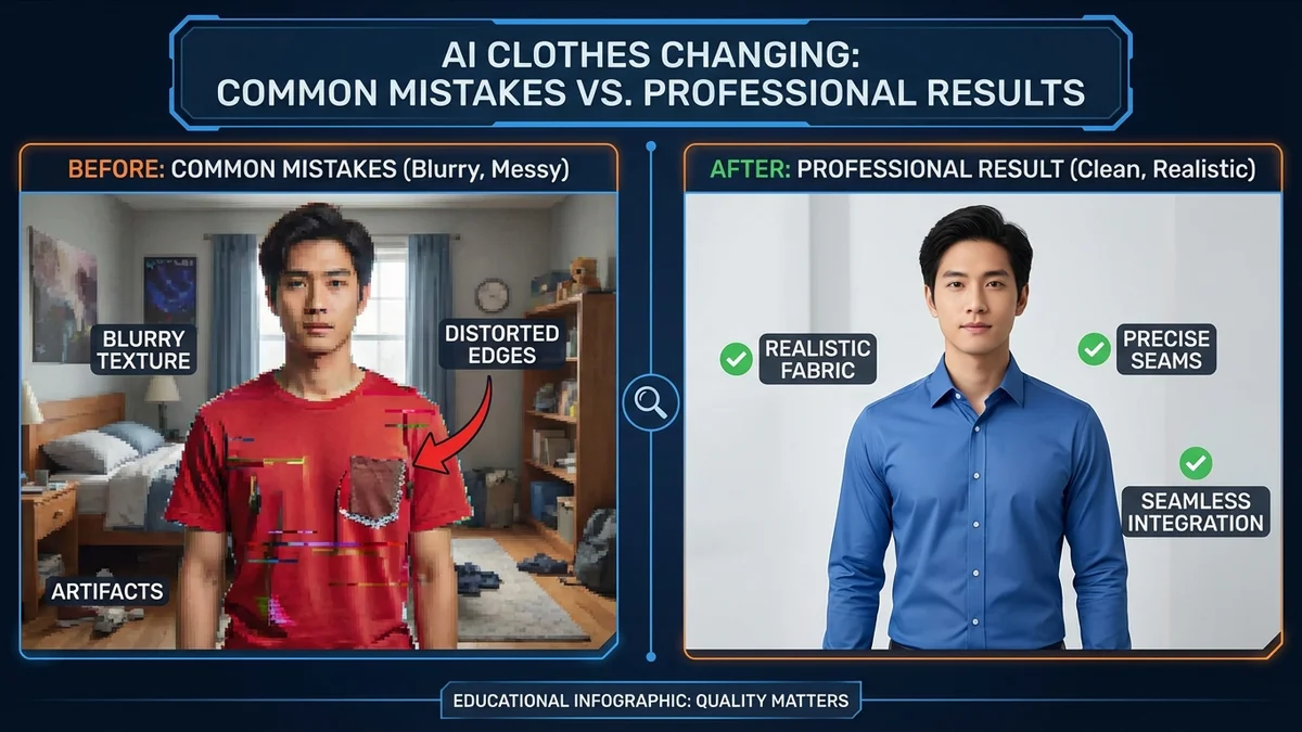 Common virtual try-on mistakes illustrated with examples
