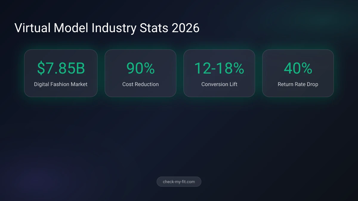 Virtual model market statistics infographic