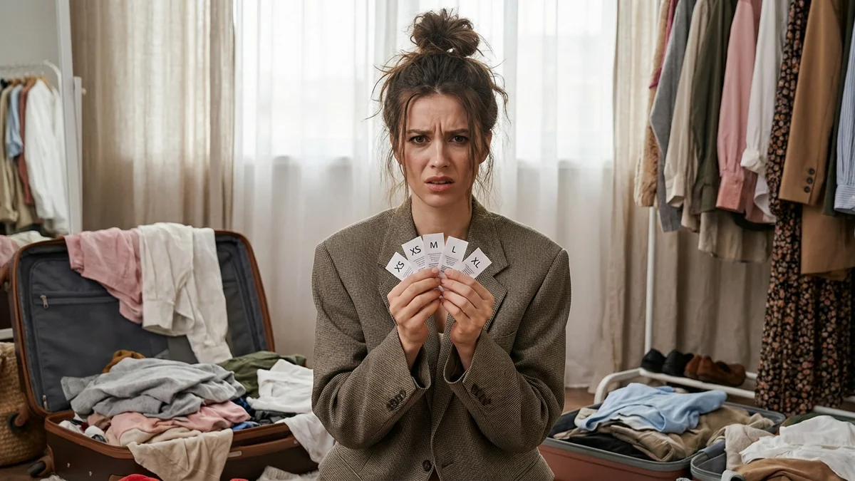 Frustrated woman with sizing problems